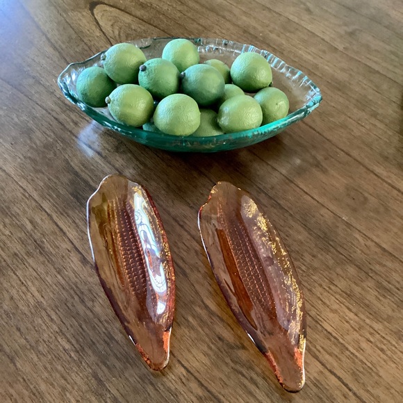 Indiana Glass Corn On The Cob Holder Pair Amber Vintage EUC - Picture 8 of 13
